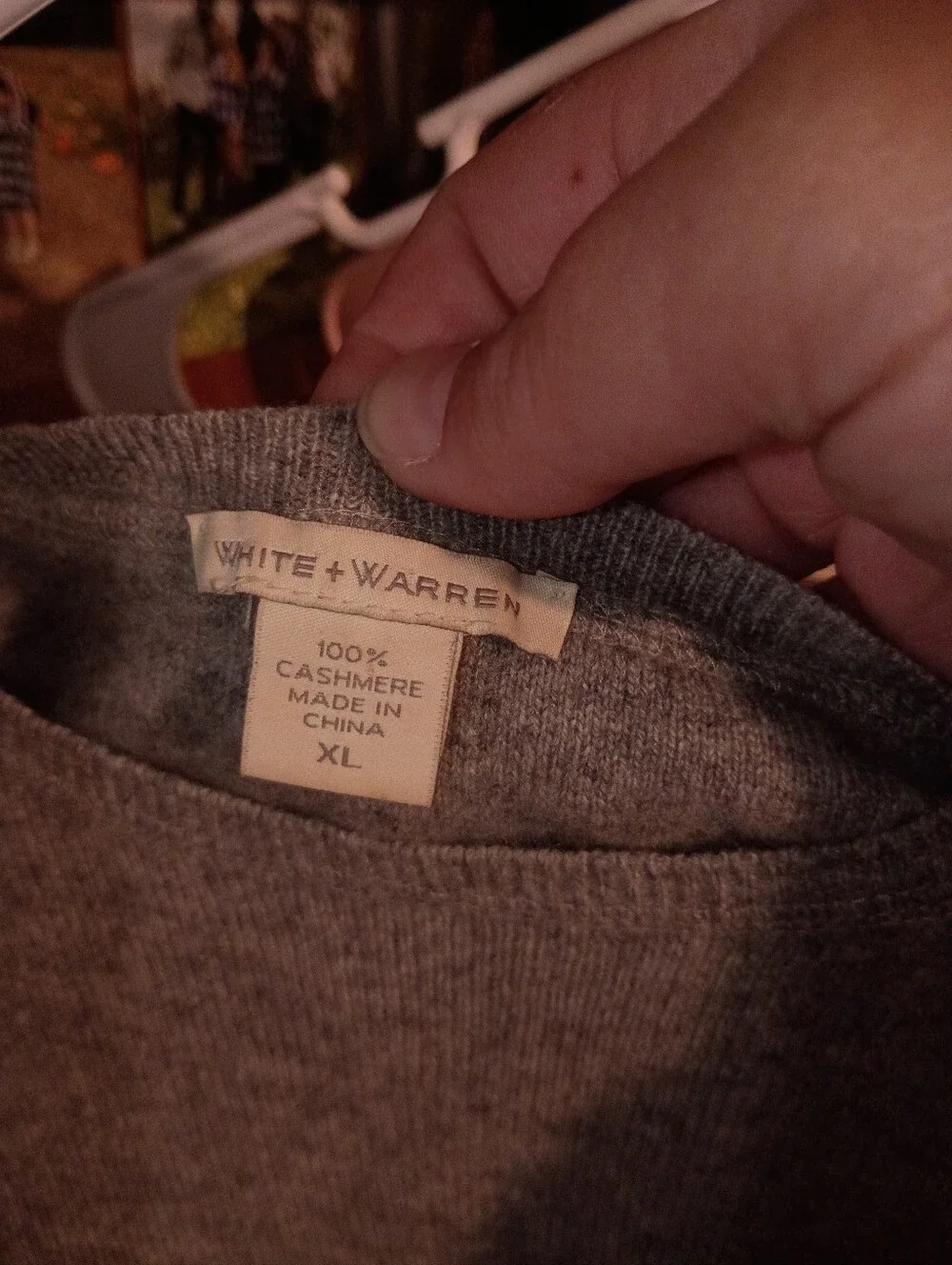White + Warren Gray Cashmere Crewneck Sweater 100% Cashmere Size Xl-c5